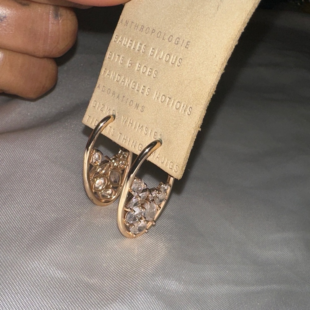 Anthropologie Gold and Crystal Earrings